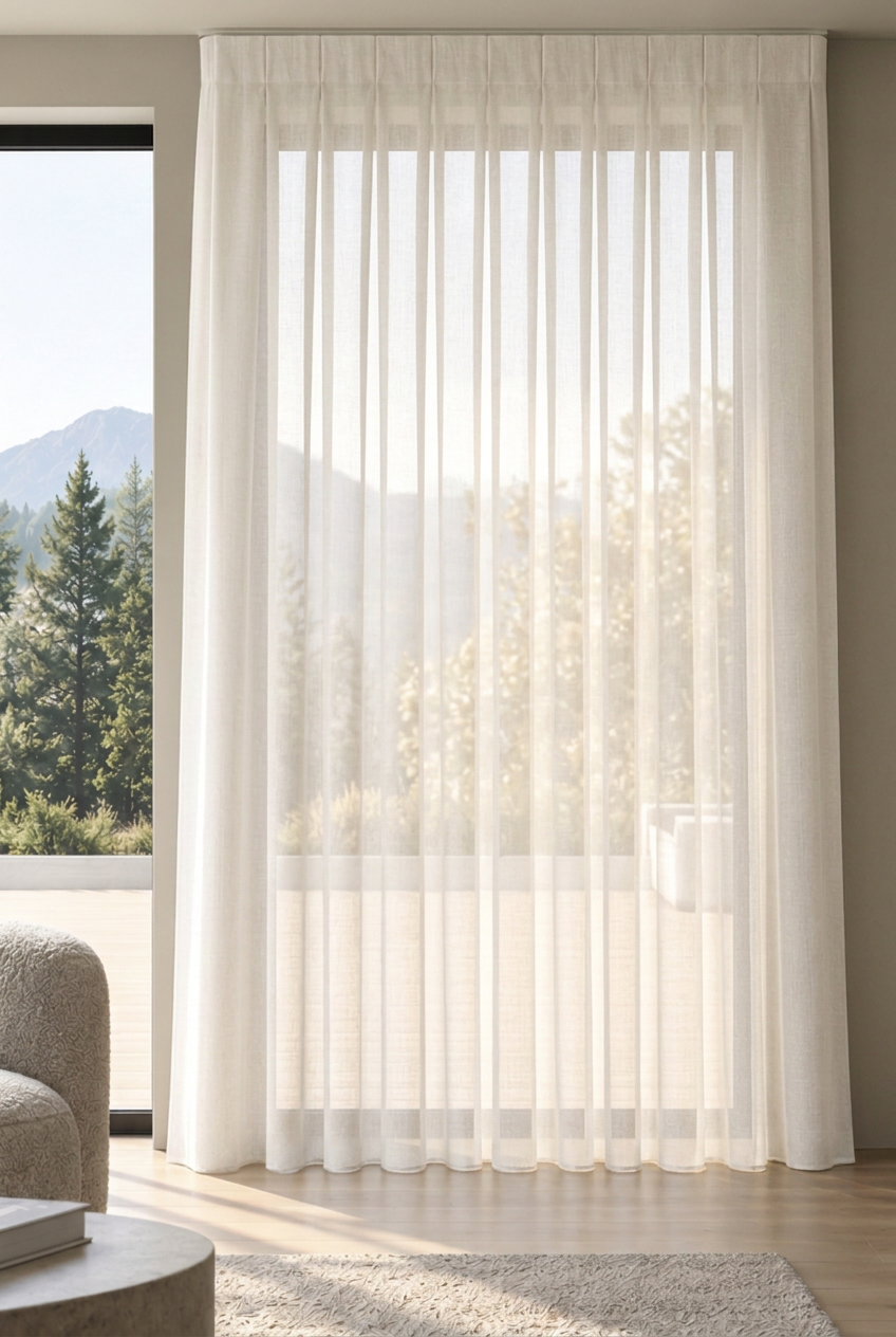 Modern Lux heading: dense flat pleats sitting close together above an opaque, private drape